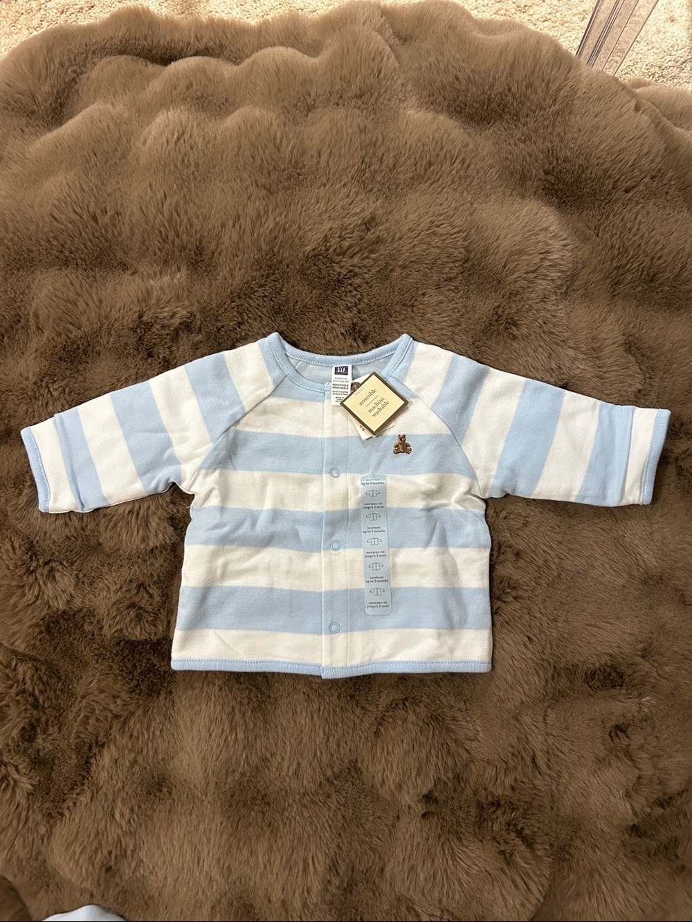 GAP Baby Striped Button-Front Top in Light Blue & White